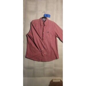 Chaps Men's Medium Button Down Shirt Red Plaid Long Sleeve